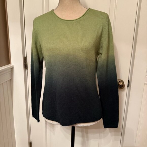 Simply Cashmere Sweaters - SIMPLY CASHMERE SWEATER ROUND CREW NECK GREEN OMBRE CASHMERE LONG SLEEVE Size M